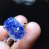 Pierścienie klastra Naturalne niebieskie rutylowane kwarc Dumortierite Regulowany pierścień 13/9,6 mm pi xiu kobiety biżuteria aaaaaaa