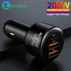 Pantalones eonline 3D USB Car Charger 200W Super Fast Charger 100W 65W PD TYPEC CARGAR CARCE3.0 para Huawei Oppo Vooc iPhone Xiaomi Mobile