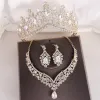 Necklaces DIEZI Baroque 3pcs/set Bridal Wedding Crown Princess Queen Water Drop AB Crystal Tiaras Necklace Earrings New Jewelry Sets