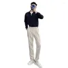 Herrenhosen Männer lässig hochwertige koreanische Feste Farbe Straight Bein Anzug lose Outdoor -Hosen arbeiten a56