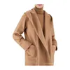Women's Coat Cashmere Coat Luxury Coat MAX Maras Womens Classic Hooded Long Sleeved Lace Up Chain Sleepwear Coat