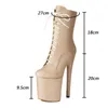 Stiefel 2024 Frauen Winterplattform Knöchel Schnürung Stiletto Heels runden Zehen Erstaunliche Gold Red Black Party Schuhe und US-Größe 4-10.5