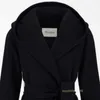 Women's Coat Cashmere Coat Luxury Coat MAX Maras Womens Classic Black Hooded Long Sleeved Tied Chain Sleepwear Coat