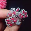 Bijoux Natural Ruby Pearl Brooch S925 STERLING Silver Natural Gemstone Brooch Pendant Fashion Mesdames