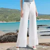 Damskie dżinsy damskie odzież 2023 Casual Button Solid Kolor Pockets Wysoka talia Eleganckie luźne suwakowe sprężyste lato proste szerokie spodnie Y240422
