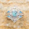 ANNALES DE MARIAGE HUITAN Imitation turquoise Boheua Style Band accessoires Luxury Cumbic Zirconia Ring Aesthetic Blue Ematel Bijoux