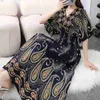 Urban sexy Kleider Frühling Sommer NEU MIDI Kleid Casual Elegantes Strand Urlaub Retro-Stil V-Ausschnitt Großer Schwung gedruckter Blumenkleid Langer Rock Florall2404