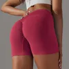 yoga sport gebreide ademende vaste kleur kruis taille perzik kont yoga shorts running fitness driekwart broek voor vrouwen