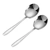 Spoons 2 Pcs Serving Spoon Big Soup Stainless Steel Tablespoon Long Handled Metal