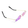 Sonnenbrille Fashion Fire Flamme Sonnenbrille Frauen randlose Wellenbrillen UV 400 Brillen Luxus Trends Schmale Sonnenbrille Streetwear