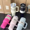 1 PCS New 40oz Quencher H2.0 Cups 40oz Stainless Steel Tumblers Cup With Handle Lid and Straw Travel Car Mugs Pink Lilac Blue Water Bottles 0423