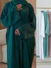 Ethnische kleding Ramadan Satin Kimono Abaya Dubai Turkije Moslim Islam Saoedi -Arabië Kebaya Robe Afrikaanse jurken Abayas voor vrouwen Caftan