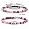 Strands Adjustable Natural Stone Mini 4mm Agate Beads Bracelets for Women Men Charm Colorful Braided Elastic Bracelet Yoga Jewelry Gifts