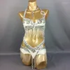 Stage Wear Wear Lady Women paljetter Belly Dance Costume Set Oriental Dancing Suite Belt Bra Samba Costumes Bellydance Outfit