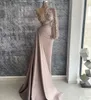 Charming One Shoulder Mermaid Evening Beaded Pearl Sequins Prom Gowns Long Sleeves Custom Made Party Dresses BC18682