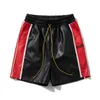 Pu en cuir noir noir rouge shorts poches 2024 Men d'été Femmes Femmes de haute qualité DrawString Bage Shortpant culotte