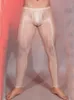 Men's Sexy Underwear Pama High Elastic Oil Shiny Legging Sissy Sleeping Pants Hole Bulge Pouch Trousers Man Clothing