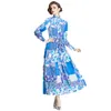 Slim Fit Women's Printed Dress With Belt, Single-breasted Elegant Shirt Dress, High Waist, Holiday Robes, Spring Summer Fashion