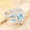 ANNALES DE MARIAGE HUITAN Imitation turquoise Boheua Style Band accessoires Luxury Cumbic Zirconia Ring Aesthetic Blue Ematel Bijoux