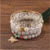 Charm armband 5st/set akryl bodhi pärlor tennis damer set smycken fjäril hänge kristall pärlstav armband kostym