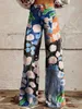 Women's Jeans Womens trendy retro wide leg pants casual fashionable and comfortable womens long pants tie dyed casual wide leg pants Y240422