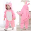 Endelar tecknad flanell baby rompers unicorn kanin panda pajamas bomull baby pojke flickor djur kostym baby jumpsuit kigurumi outfit