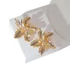 Kolczyki aensoa hurtowy metalowy złoty kolor kwiat duży kolczyki dla kobiet 2021 Nowy moda kwiatowe kolczyki Prezent biżuterii