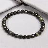 Strands Gold Color Obsidian Bracelet Men Black Natural Stone Beaded Women Men Braslet For Male Yoga Hand Jewelry Accessories Wristband