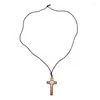 Choker 1st Wood Jesus Cross Halsband Trämetallpandent gåva för män Kvinnsmycken