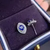 Stud Küpe Zarif Üst ​​düzey Hediye Kadın Mücevherleri için Doğal Safir 5x6mm Boyut Taş Gerçek 925 Gümüş Günlük Giyim Şans