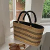 Shoulder Bags French Yellow Grass Woven Bag Straw Beach Handle Portable Cane Female Tote For Women Large Handbags