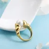 Groupes vintage Croissant Chunky Ring Round Round White Pearl Perles Green Stone Rings for Women Charm Wedding Bijoux Gift