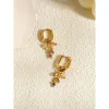 Boucles d'oreilles Yachan Nouveau dans les boucles d'oreilles en acier inoxydable plaqué en or 18 carats pour femmes mignonnes en pierre naturelle rose charmes bijoux tendance