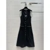 Milan Runway Dress 2024 Nieuwe Spring Summer O Neck Fashion Designer Dresses Merk dezelfde stijl jurk 0415-9