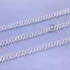 Hot Selling 10mm 2row 925 Sterling Silver Prong Setting Moissanite Miami Cuban Link Chain