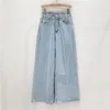Frauen Jeans Perle Weitbein hellfarbener Wischen für Frauen 2024 Frühling koreanischer Stil Lose Taille Slimming Blue Frau