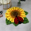 Tapijt Zonnebloem Bloemtapijt met Ladybug Delicate Plush Area Tapijt Handmade borduurwerk Tapijt Huisdecor Woonkamer Vloer Mat T240422