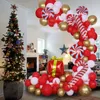 Party Decoration 1 Set Christmas Balloons Arch Candy Cane Gift Box Foil Globos Red Gold Garland Decorations 2024