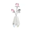 Fiori decorativi Figurina di rosa di cristallo con polo argento - Elegante regalo per ogni occasione durata duratura due rose blu