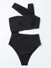Swimwwear Women's Sexy One Piece Swimsuit 2024 Femmes Solide Black Body Out Bodys Push Up Place Bathing Fult High
