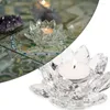 Candle Holders 1 X Crystal Glass Lotus Flower Holder Candlestick Home Decor Gift Light Craft Ornament Buddhist