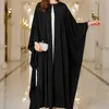 Work Dresses Abaya Middle Eastern Muslim Arab Women's Cloak Round Neck Button Solid Cardigan Robe