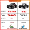 電気/RCカーRCカー16103Pro 50km/hまたは75km/h付きLED 1/16ブラシレスモーター4WDオフロード4x4高速ドリフトモンスタートラックキッズおもちゃギフトT240423