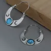 Boucles d'oreilles artisans bohèques fabriquent des boucles d'oreilles de lune semi-circulaires avec des incrustations de pierre de lune, des boucles d'oreilles rétro pour femmes