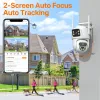 Camera's 8mp 4K HD WiFi Camera Dual Lens Outdoor IP -camera 4MP 2K Color Night Vision AI Auto Tracking Surveillance Camera P2P CCTV ICSEE