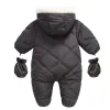 Mäntel Babymädchenkleidung mit Handschuhen Winter Neugeborenes Baby Strampler Säugling Kleidung Set 2021 New Fashion Girl Snowsuit Boy Outwear 024m