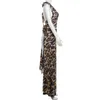 Leopard Stampa BodyCon Women Y2K Maxi Dress Set Summer Halter Wrappure Scavoni senza battute Gonne lunghe a due pezzi Outfit 240418