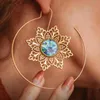 Dangle Chandelier Vintage Gold Color Round Shell Earring Classic Fashion Metal Carving Hollow Snowflake Earrings Banquet Party Jewelry H240423