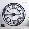 Wall Clocks Large 30 Inch Industrial Decorative Roman Numeral Clock Black Metal Silent Battery Operated Vintage Indoor Outdoor