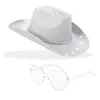 Berets y1ub lśniący cowgirl hat cowboy glitter okulary przeciwsłoneczne na festiwale muzyczne